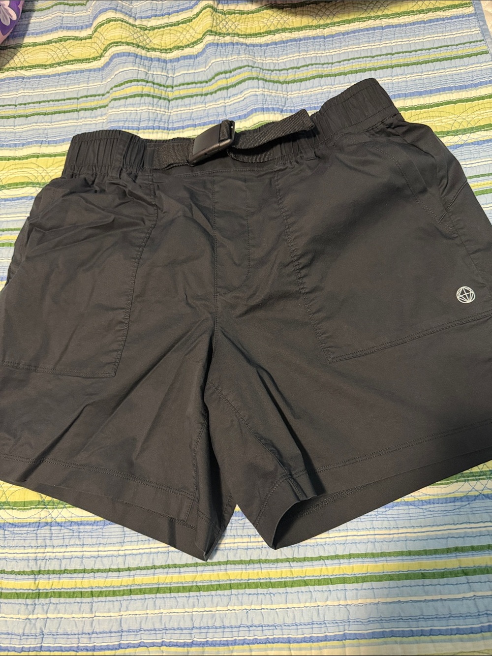 Mondetta Black Athletic Shorts with Integrated Web Belt